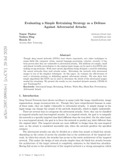 Evaluating a Simple Retraining Strategy as a Defense Against Adversarial
  Attacks