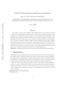 Filtered Poisson Process Bandit on a Continuum