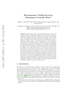Heterogeneous Verification of an Autonomous Curiosity Rover