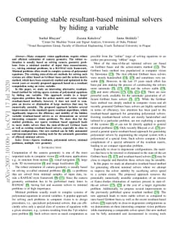 Computing stable resultant-based minimal solvers by hiding a variable