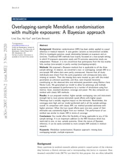 Overlapping-sample Mendelian randomisation with multiple exposures: A
  Bayesian approach