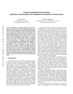 Graph Convolutional Network-based Suspicious Communication Pair
  Estimation for Industrial Control Systems