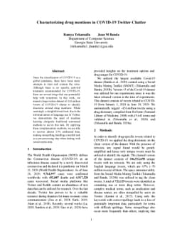 Characterizing drug mentions in COVID-19 Twitter Chatter