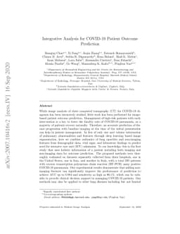 Integrative Analysis for COVID-19 Patient Outcome Prediction