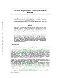 Sinkhorn Barycenter via Functional Gradient Descent