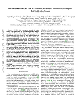 Blockchain Meets COVID-19: A Framework for Contact Information Sharing
  and Risk Notification System