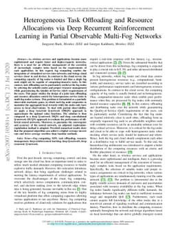 Heterogeneous Task Offloading and Resource Allocations via Deep
  Recurrent Reinforcement Learning in Partial Observable Multi-Fog Networks