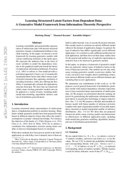 Learning Structured Latent Factors from Dependent Data:A Generative
  Model Framework from Information-Theoretic Perspective