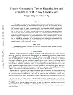 Sparse Nonnegative Tensor Factorization and Completion with Noisy
  Observations