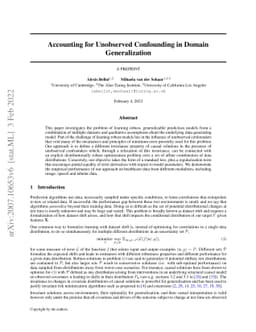 Accounting for Unobserved Confounding in Domain Generalization