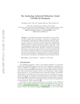 On Analyzing Antisocial Behaviors Amid COVID-19 Pandemic