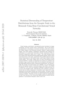 Statistical Downscaling of Temperature Distributions from the Synoptic
  Scale to the Mesoscale Using Deep Convolutional Neural Networks