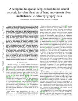 A temporal-to-spatial deep convolutional neural network for
  classification of hand movements from multichannel electromyography data