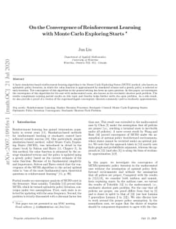 On the Convergence of Reinforcement Learning with Monte Carlo Exploring
  Starts