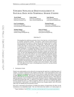 Towards Nonlinear Disentanglement in Natural Data with Temporal Sparse
  Coding
