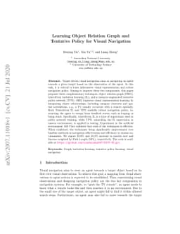 Learning Object Relation Graph and Tentative Policy for Visual
  Navigation