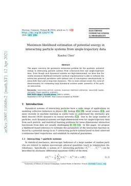 Maximum likelihood estimation of potential energy in interacting
  particle systems from single-trajectory data