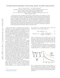 Activation function dependence of the storage capacity of treelike
  neural networks