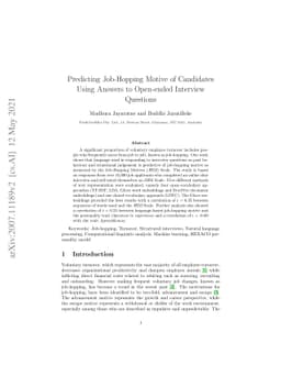 Predicting Job-Hopping Motive of Candidates Using Answers to Open-ended
  Interview Questions