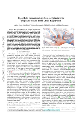 DeepCLR: Correspondence-Less Architecture for Deep End-to-End Point
  Cloud Registration