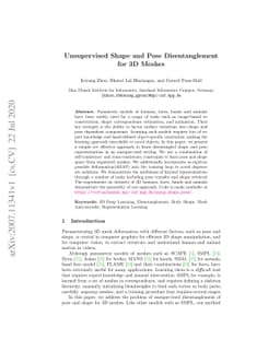 Unsupervised Shape and Pose Disentanglement for 3D Meshes