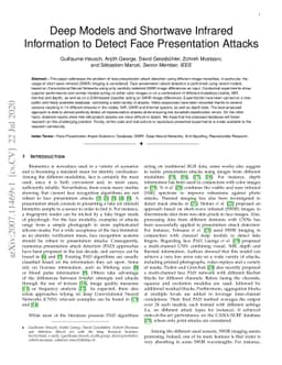 Deep Models and Shortwave Infrared Information to Detect Face
  Presentation Attacks