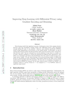 Improving Deep Learning with Differential Privacy using Gradient
  Encoding and Denoising