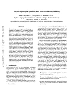 Integrating Image Captioning with Rule-based Entity Masking