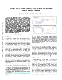 Safety-Critical Model Predictive Control with Discrete-Time Control
  Barrier Function