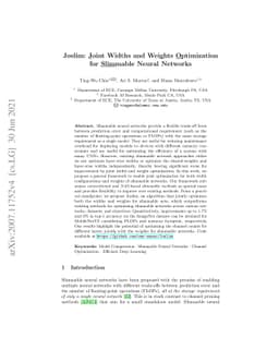 Joslim: Joint Widths and Weights Optimization for Slimmable Neural
  Networks