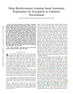 Deep Reinforcement Learning based Automatic Exploration for Navigation
  in Unknown Environment