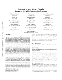 Speculative Interference Attacks: Breaking Invisible Speculation Schemes
