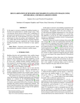 Regularization of Building Boundaries in Satellite Images using
  Adversarial and Regularized Losses