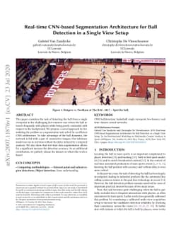 Real-time CNN-based Segmentation Architecture for Ball Detection in a
  Single View Setup