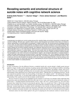 Revealing semantic and emotional structure of suicide notes with
  cognitive network science