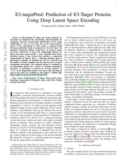 E3-targetPred: Prediction of E3-Target Proteins Using Deep Latent Space
  Encoding