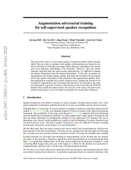 Augmentation adversarial training for self-supervised speaker
  recognition