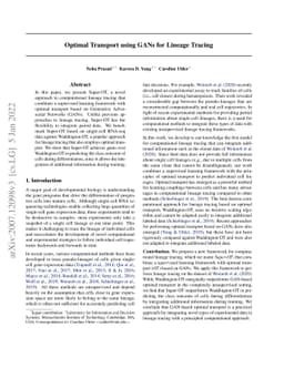 Optimal Transport using GANs for Lineage Tracing
