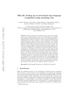 BSL-1K: Scaling up co-articulated sign language recognition using
  mouthing cues