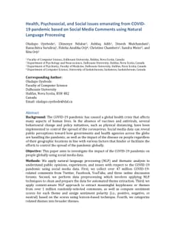 Health, Psychosocial, and Social issues emanating from COVID-19 pandemic
  based on Social Media Comments using Natural Language Processing
