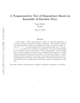 A Nonparametric Test of Dependence Based on Ensemble of Decision Trees
