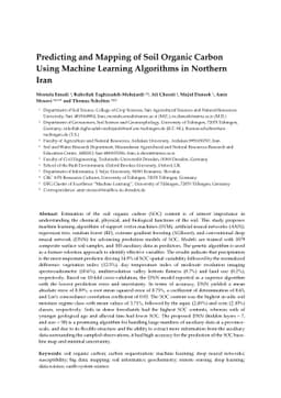 Predicting and Mapping of Soil Organic Carbon Using Machine Learning
  Algorithms in Northern Iran