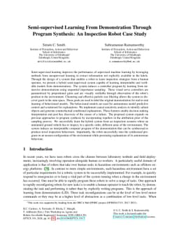 Semi-supervised Learning From Demonstration Through Program Synthesis:
  An Inspection Robot Case Study