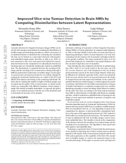 Improved Slice-wise Tumour Detection in Brain MRIs by Computing
  Dissimilarities between Latent Representations