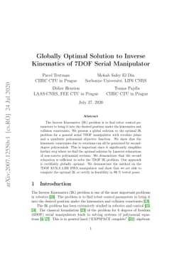 Globally Optimal Solution to Inverse Kinematics of 7DOF Serial
  Manipulator