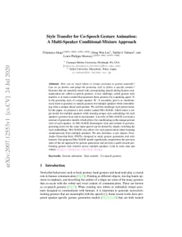 Style Transfer for Co-Speech Gesture Animation: A Multi-Speaker
  Conditional-Mixture Approach