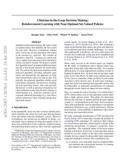 Clinician-in-the-Loop Decision Making: Reinforcement Learning with
  Near-Optimal Set-Valued Policies