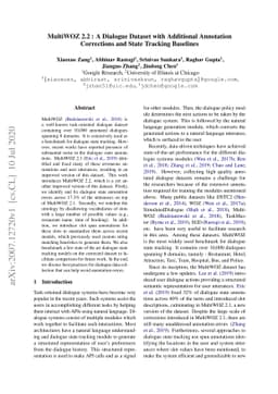 MultiWOZ 2.2 : A Dialogue Dataset with Additional Annotation Corrections
  and State Tracking Baselines