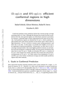 CD-split and HPD-split: efficient conformal regions in high dimensions