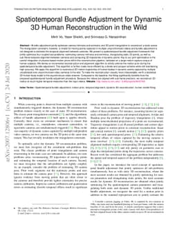 Spatiotemporal Bundle Adjustment for Dynamic 3D Human Reconstruction in
  the Wild